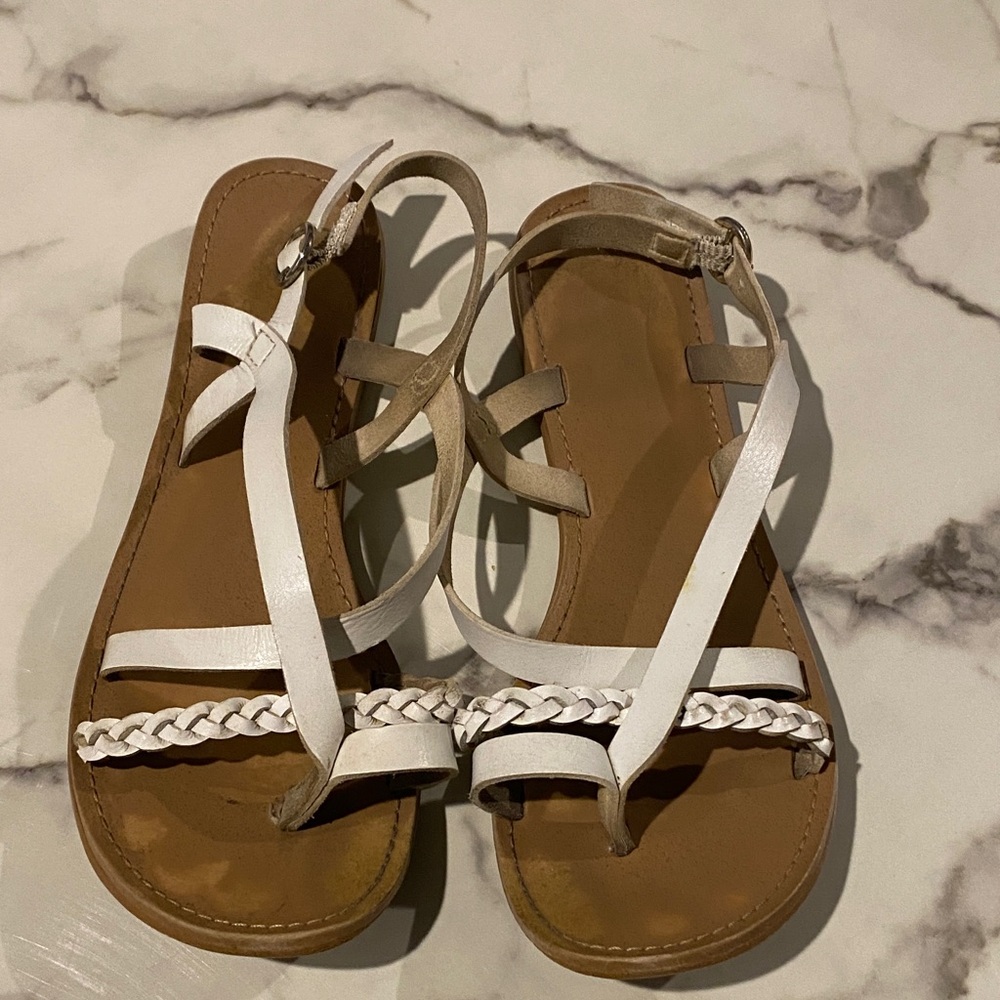 Faded Glory White Braided Sandals